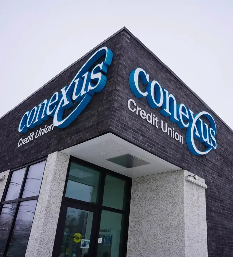 The exterior of a Conexus Credit Union branch.